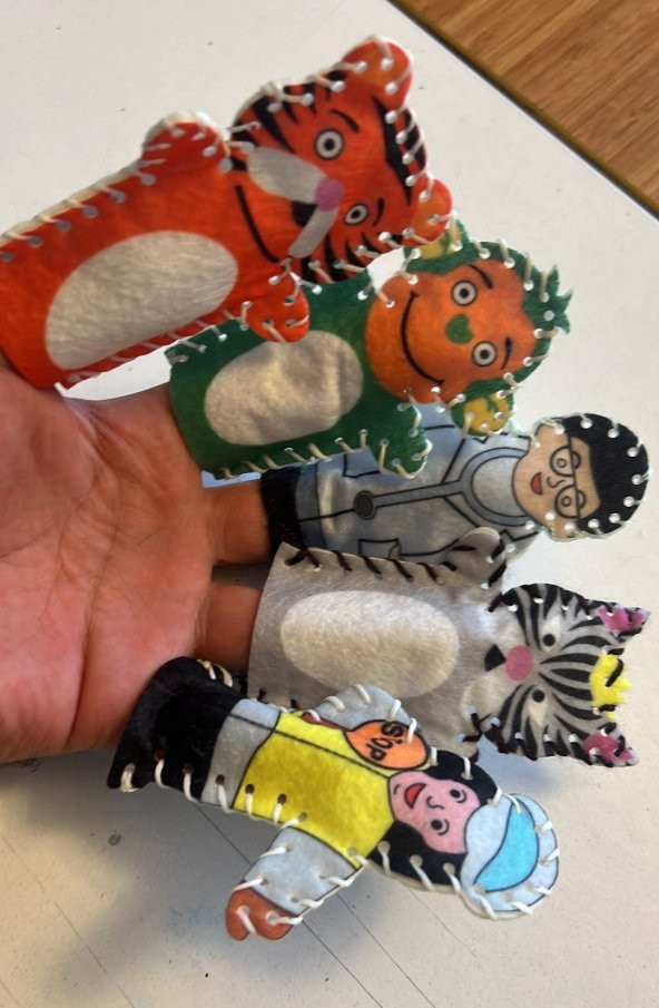 5 Adet Keçe Parmak Kukla Eğitici Öğretici Oyuncak - 2