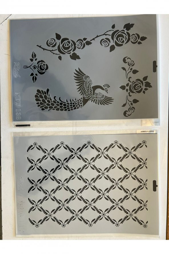Anka ve Sarmaşık 2 Adet Plastik Baskı Süsleme Kalıpları Stencil Şablon