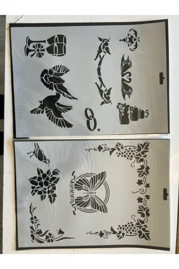 Kuş ve kelebek 2 Adet Plastik Baskı Süsleme Kalıpları Stencil Şablon