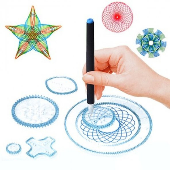 3 Boyutlu Desen Çizim Cetveli Spirograph 4 ADET BİRDEN