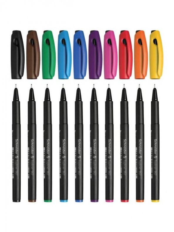 Schneider Topliner 967 Fiber Uçlu 0.4 mm Keçeli Kalem 10 Renk