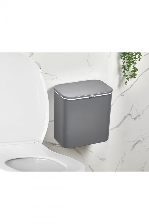 naturawin  Fonksiyonel Kapaklı Banyo Ve Mutfak Tezgahüstü Çöp Kovası Dolap Ve Duvar Aparatlı 15 Lt - 2