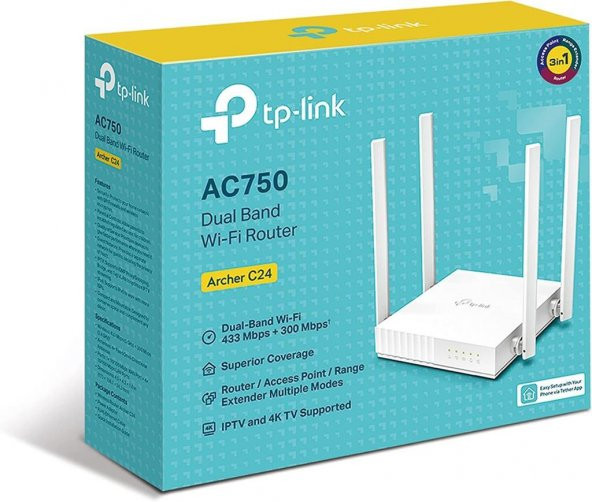 TP-Link Archer C24, AC750 Mbps Dual-Band Wi-Fi Access Point / Menzil Genişletici ve Router - 4