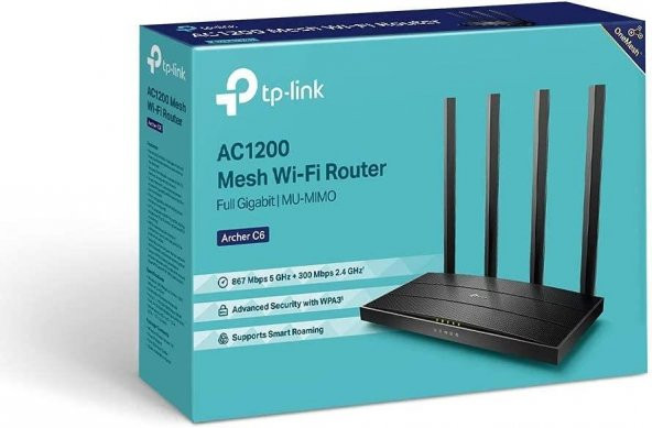 TP-Link Archer C6 AC1200 MU-MIMO Kablosuz Gigabit Yönlendirici Kablosu, Wi-Fi hizi 867 Mbps / 5 GHz - 7