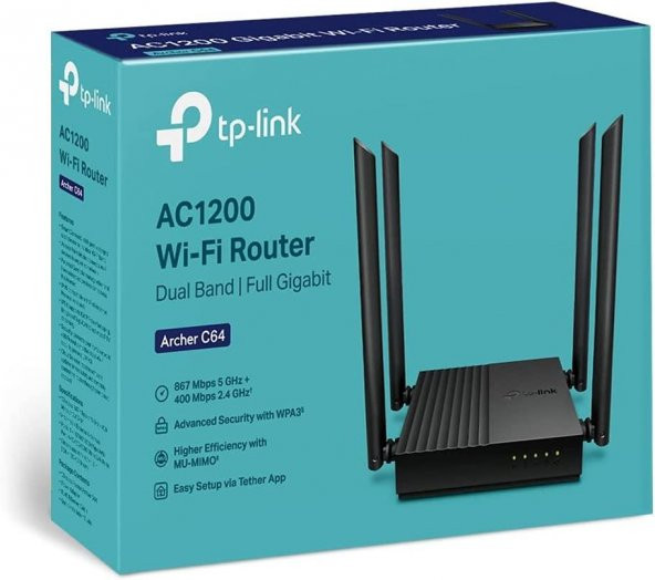 TP-Link Archer C64, AC1200 Mbps Kablosuz MU-MIMO WiFi Router - 7