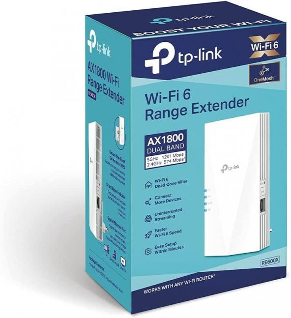 TP-Link RE600X, AX1800 Mbps OneMesh Wi-Fi 6 Menzil Genişletici - 6