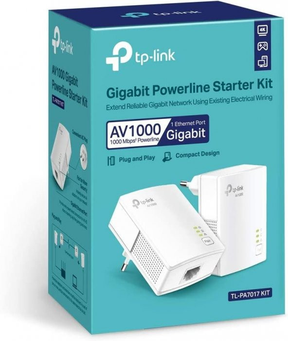 TP-Link TL-PA7017 KIT AV1000 Gigabit Powerline Starter Kit ( Powerline Adaptör ) - 7