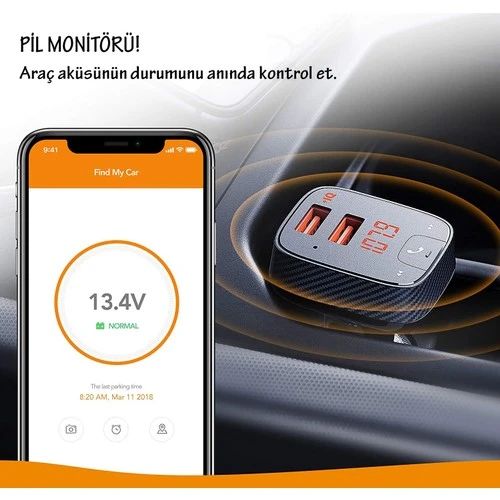 Anker Roav Smartcharge F2 Akıllı Araç Bulucu Bluetooth Hızlı Araç Şarjı  - R5111012 - OFP - Resim 7