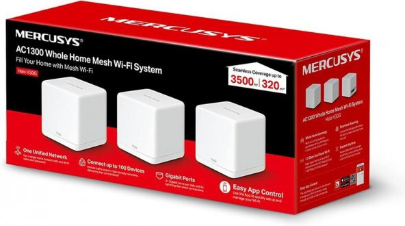Mercusys Halo H30G(3-Pack), AC1300 Mbps Tüm Ev Mesh Wi-Fi Sistemi - Resim 6