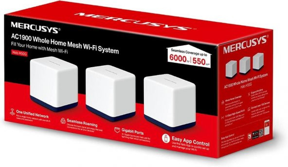 Mercusys Halo H50G(3-Pack), AC1900 Mbps Tüm Ev Mesh Wi-Fi Sistemi - 5