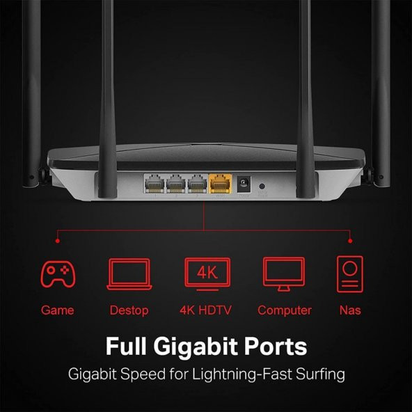 Mercusys AC12G, AC1200 Mbps Gigabit Portlu Kablosuz Dual-Band Router - 3