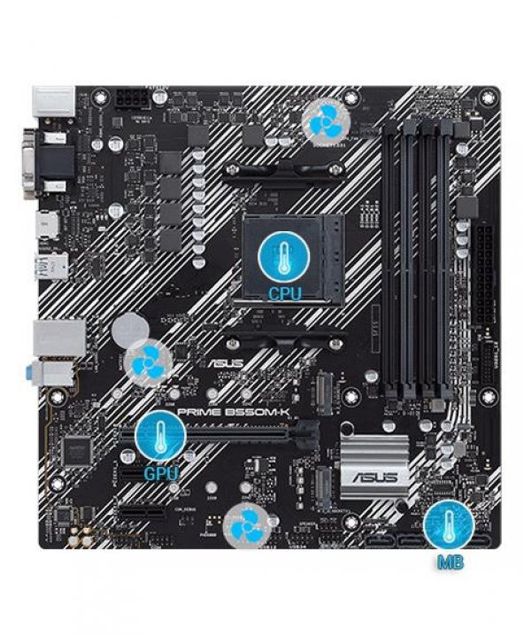 Asus PRIME B550M-K AMD B550 DDR4 USB3.2 HDMI/DVI/VGA PCI 4.0 AM4 Anakart - 2