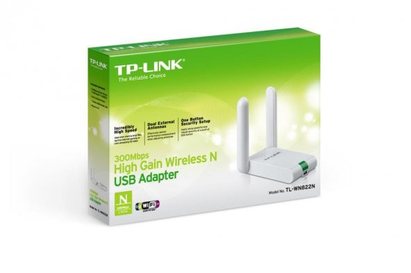 TP-Link TL-WN822N Kablosuz,300Mbps,2 Adet 3dBi Harici Antenli,N USB Sinyal Alıcı