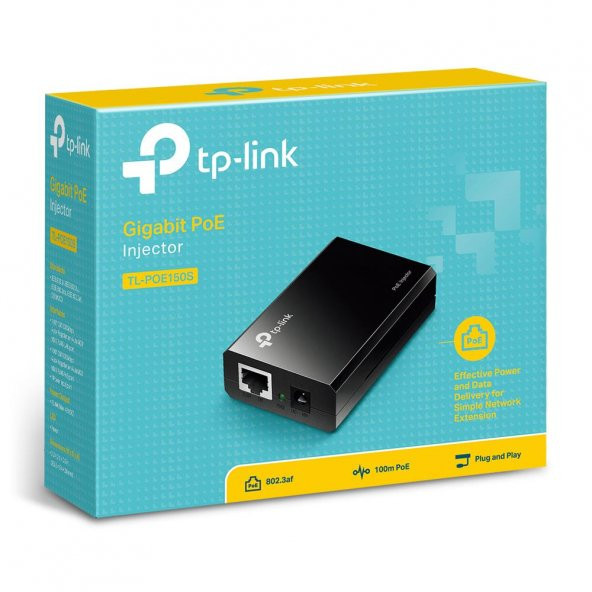 TP-Link TL-POE150S 1 Port 10/100 LAN, 1 Port 10/100 PoE Enjektör