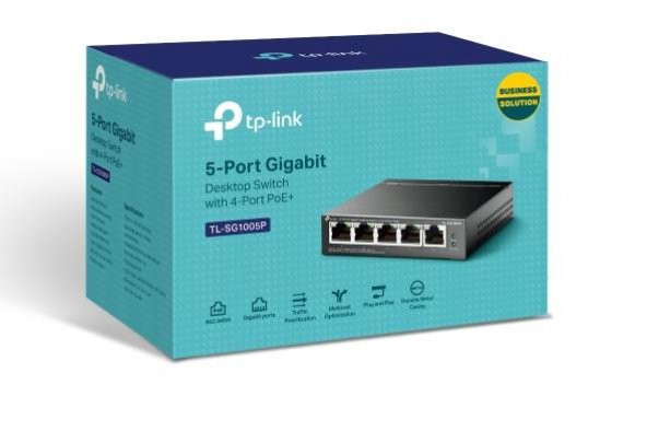 TP-Link TL-SG1005P 5-Port Gigabit 4-Port PoE+ 65W Masaüstü Switch - 2