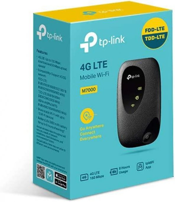 TP-Link M7000, Dahili Pilli 4G LTE Taşınabilir Wi-Fi Modem/Router - 6