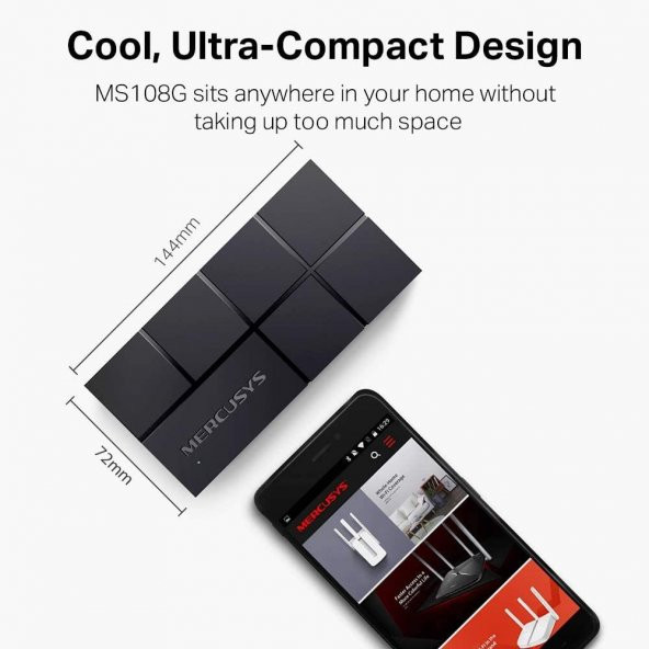 Mercusys MS108G, 8-Port 10/100/1000 Mbps Masaüstü Switch - 4