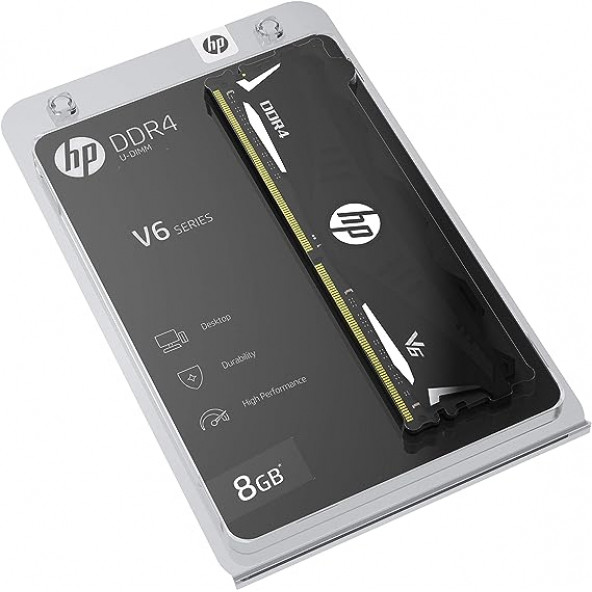 HP V6 8GB 3600MHz DDR4 UDIMM SOĞUTUCULU GAMING RAM (SİYAH) 2Rx8 PC4 18-22-22-42 (Model:7EH74AA) - Resim 3