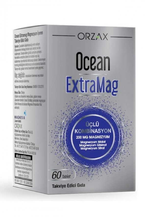 Orzax Ocean ExtraMag Üçlü Magnezyum Kombiasyonu 60 Tablet