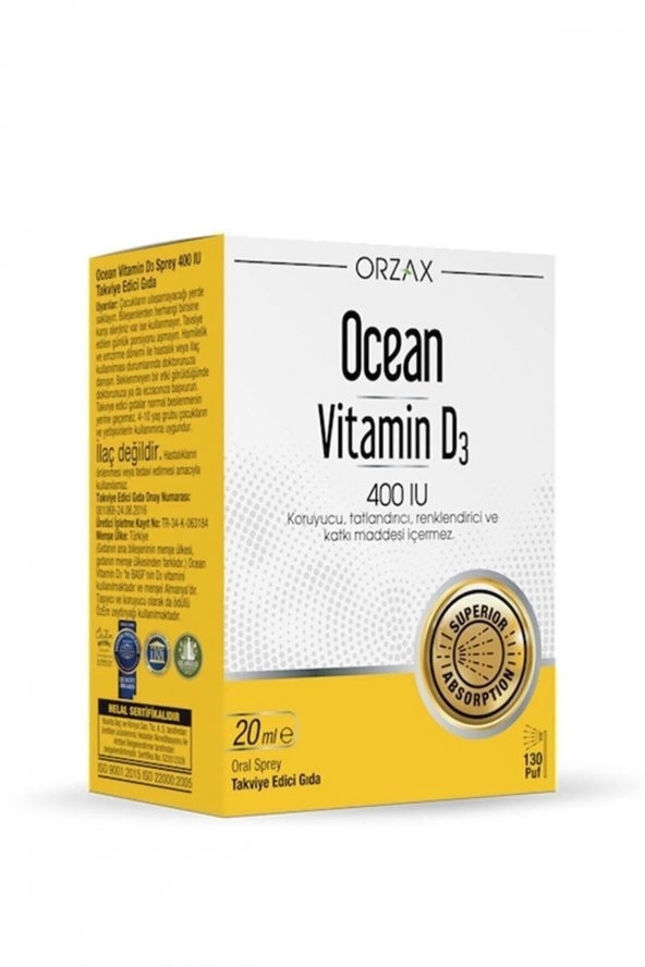 Orzax Vitamin D3 400 Iu 20 Ml Sprey