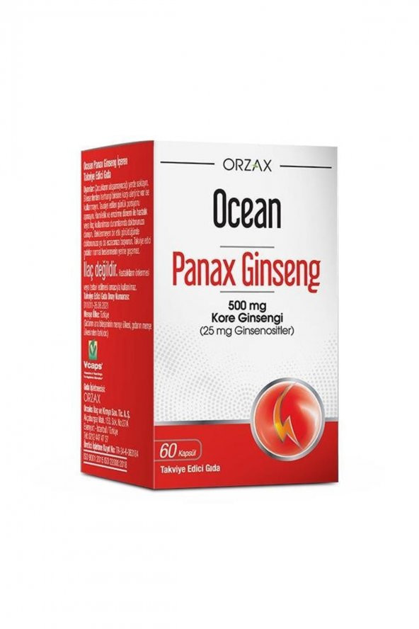 Orzax Panax Ginseng 500 Mg 60 Kapsül