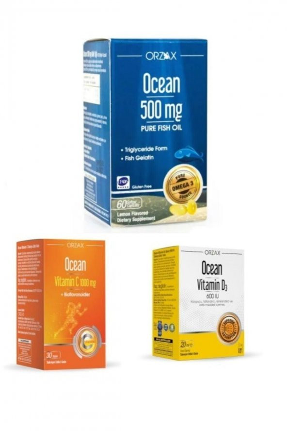 Ocean D3 600 Iu Sprey 20 Ml+ocean 1000 Mg C Vitamin 30 Tablet+500 Mg Balık Yağı 60 Kapsül