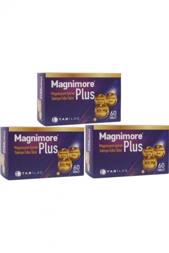 Tab Magnimore Plus Magnezyum Içeren Takviye Edici Gıda 60 Kapsül X 3 Adet