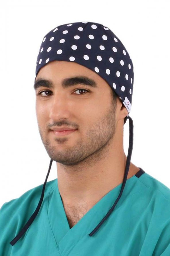 Cerrahi Bone | Puantiye Desenli Cerrahi Bone | Bn204lacivert