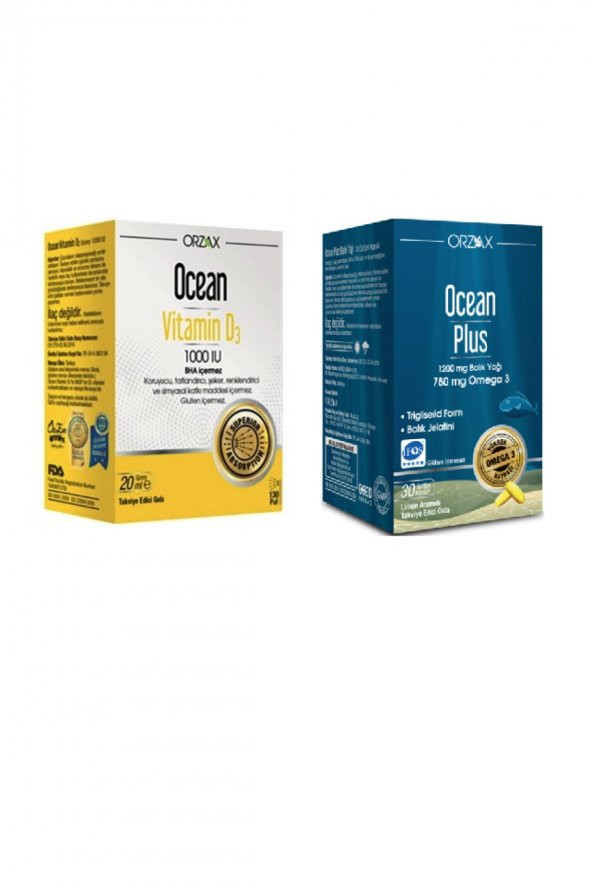 Ocean Plus Omega 3 1200 Mg 30 Kapsül + Ocean Vitamin D3 1000 Iu Sprey 20 Ml