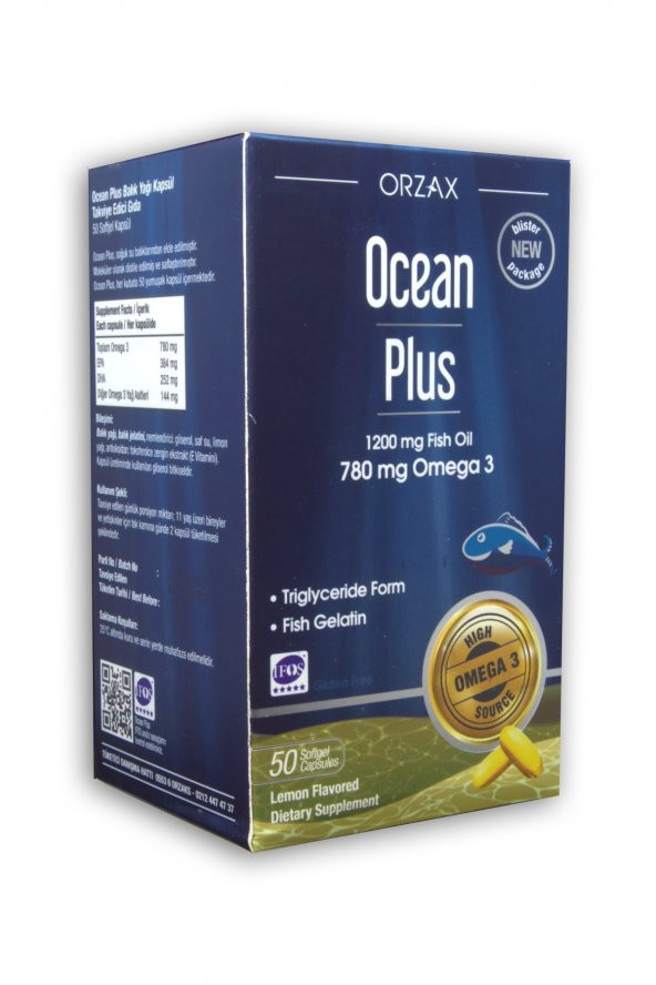 Ocean Plus 1200 mg Balık Yağı 780 mg Omega 3 Limon Aromalı