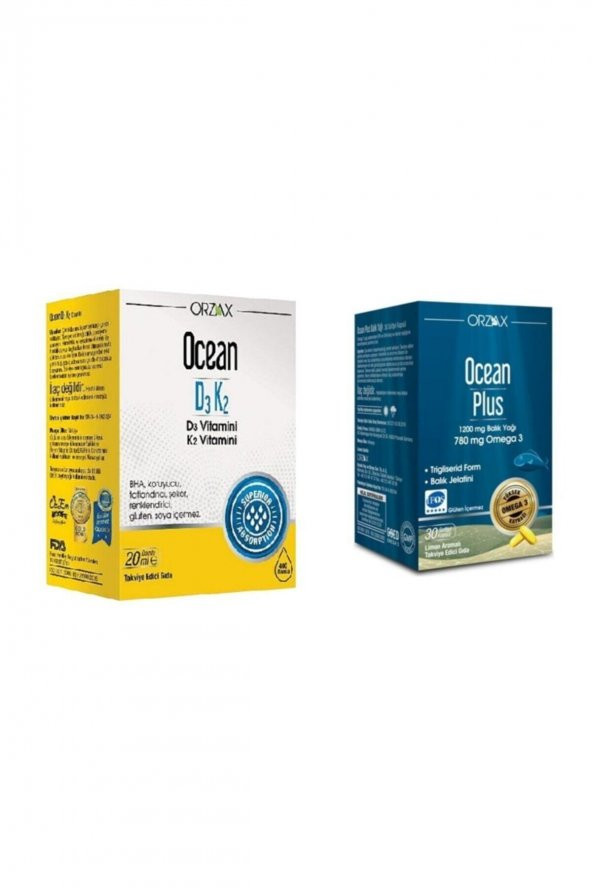 Ocean D3k2 20 ml Damla+ Ocean Plus 1200 Mg 30 Kapsül Limon Aromalı Balık Yağı