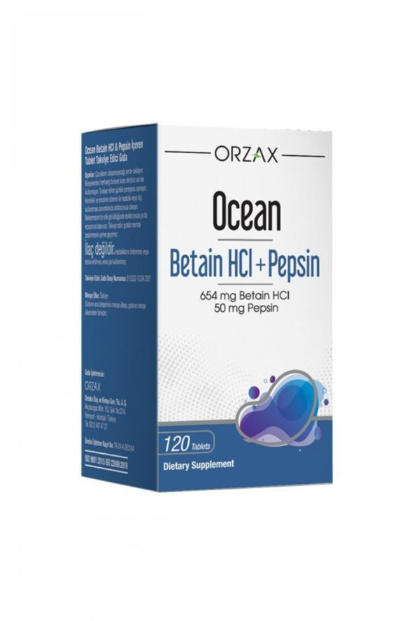 Ocean Betain Hcı Pepsin Takviye Edici Gıda 120 Tablet
