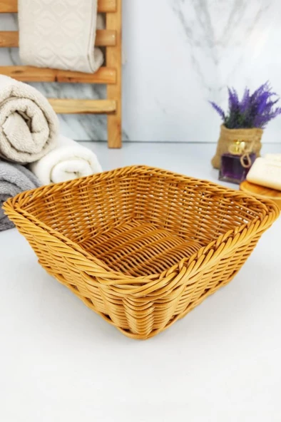 Digithome Rattan Banyo ve Makyaj Organizer Sepeti Kare Düzenleyici 19 Cm Kahverengi - YK1448 - HYT C320.025 - 4