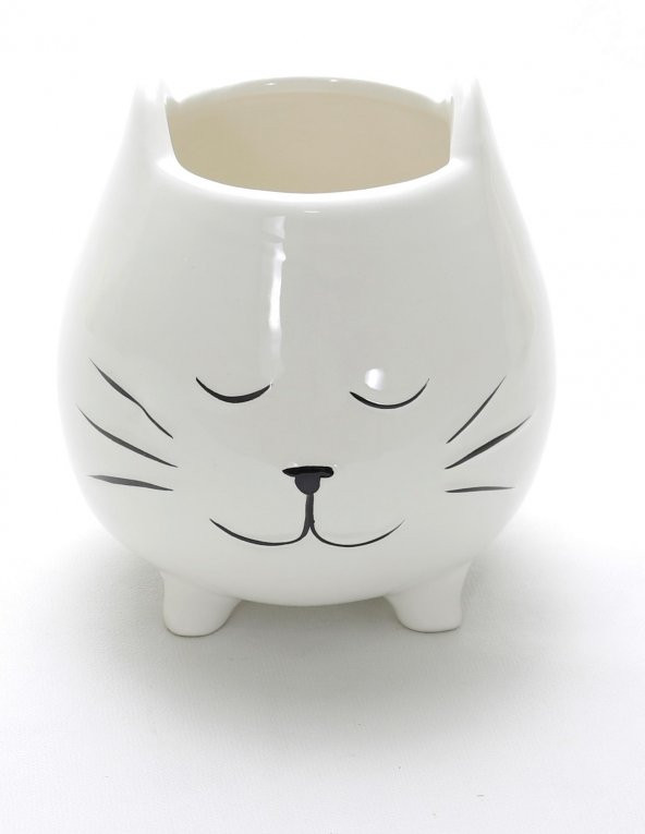 T.Concept Kedi Figürlü Ayaklı Porselen Saksı