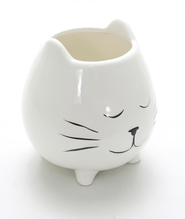 T.Concept Kedi Figürlü Ayaklı Porselen Saksı - 2