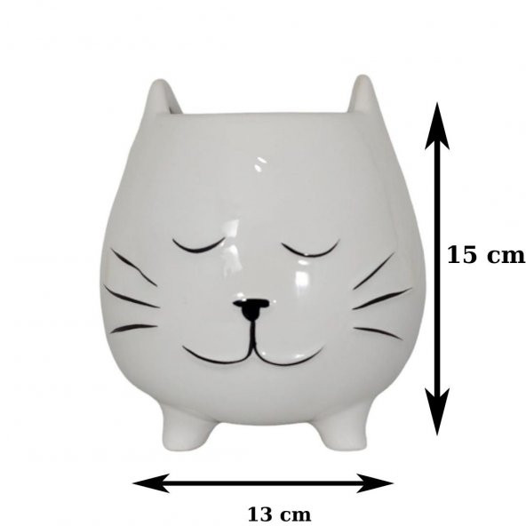 T.Concept Kedi Figürlü Ayaklı Porselen Saksı - 4