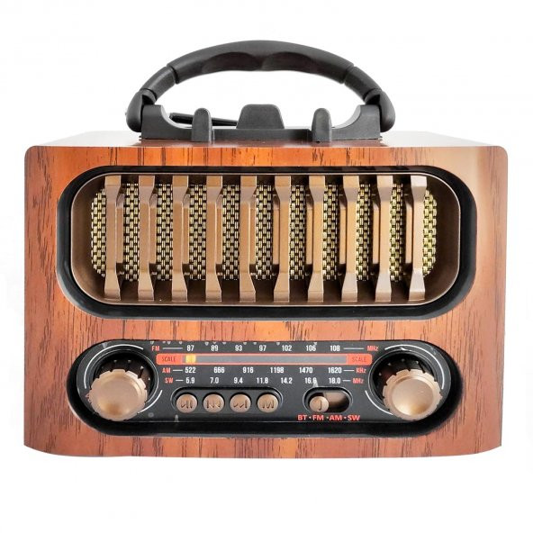 Radyo Nostalji Şarjlı Pilli Bt/usb/sd/aux Telefon Standlı Cameron Cm-1966bt
