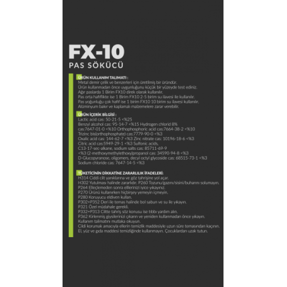 FX10 En İyi Pas Sökücü ve Pas Çözücü  Demir Metal ve Yüzey Pas Temizleme SPREY - 2