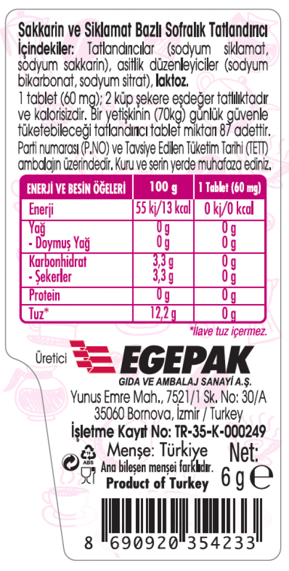 TABLET TAT.SAKKARİN 100 - 2