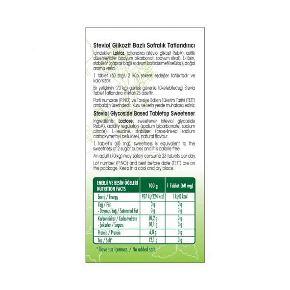 TABLET TAT.STEVİA 500 AD - 2