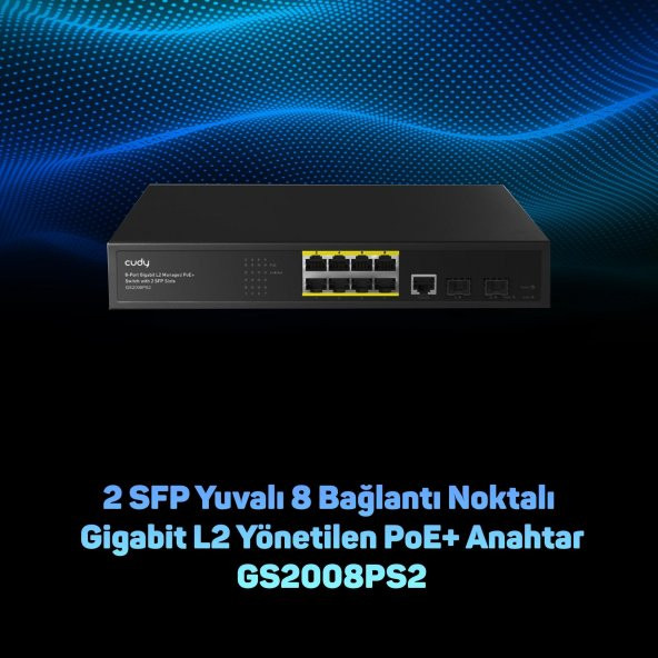 Cudy GS2008PS2 2Port Gigabit SFP,1Consol,2Gigabit Combo,8 Port PoE L2 Yönetilebilir Gigabit Switch - 4