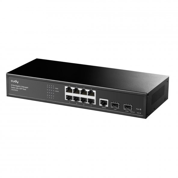 Cudy GS2008S2 2 Port Gigabit SFP, 1 Port Consol, 8 Port L2 Yönetilebilir Gigabit Metal Switch