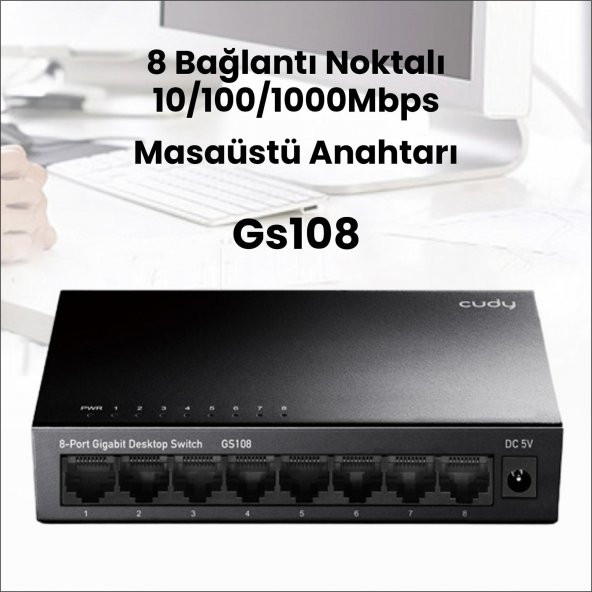 Cudy GS108 10/100/1000Mbps 16K MAC 8 Port Gigabit Metal Switch - 4