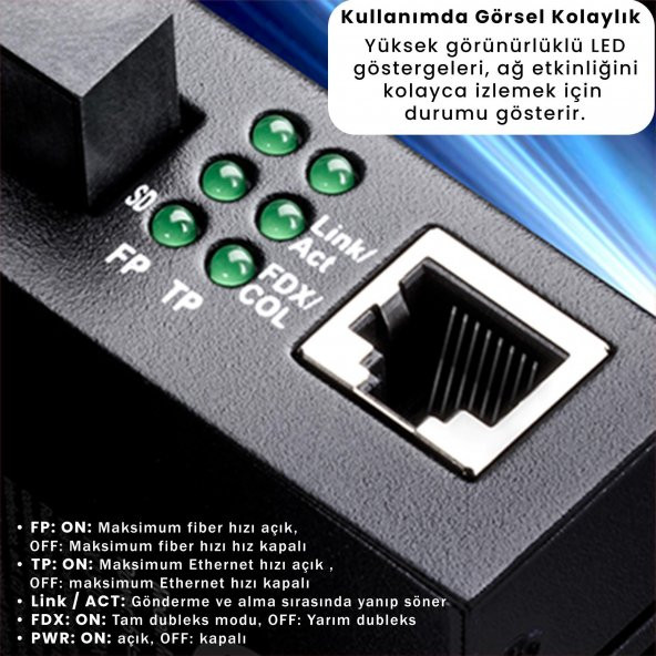 Cudy MC100GSA-20 Single Mode 20 Km Fiber Optik Gigabit Ethernet Medya Dönüştürücü Metal Switch - Resim 4