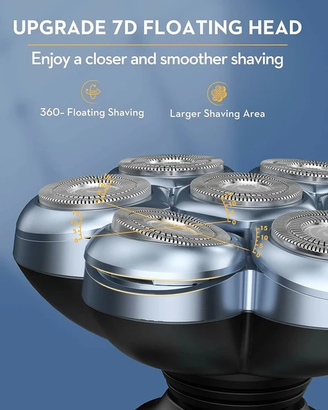 Kibiy - 5'i 1 Arada, Kel Kafalar için Elektrikli Tıraş Makinesi - Manyetik Mavi - 4