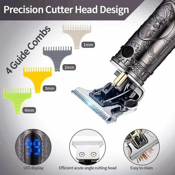 VOTMONI Erkekler için Profesyonel T Bıçaklı Saç Kesme Makineleri - Siyah - 2