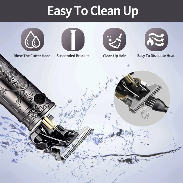 VOTMONI Erkekler için Profesyonel T Bıçaklı Saç Kesme Makineleri - Siyah - 3