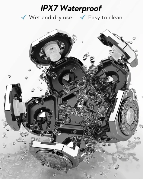 Kibiy - 5'i 1 Arada, Kel Kafalar için Elektrikli Tıraş Makinesi - Gümüş - 4