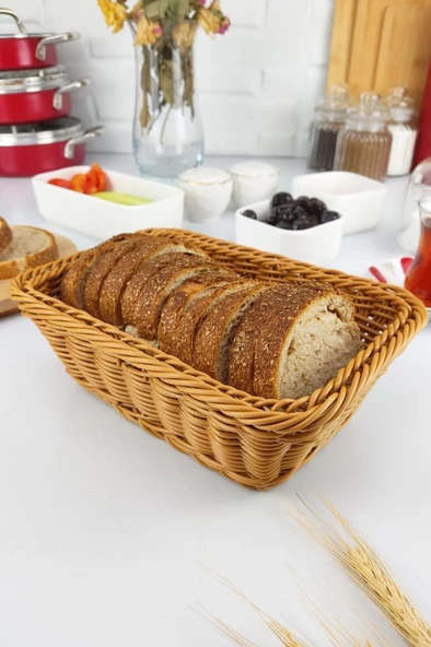 Digithome Rattan Ekmek Sepeti Dikdörtgen Ekmeklik 22 Cm Kahverengi - YK1449 C320.025 - 2