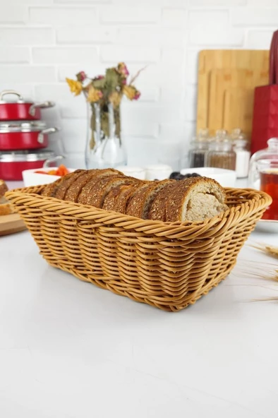 Digithome Rattan Ekmek Sepeti Dikdörtgen Ekmeklik 22 Cm Kahverengi - YK1449 C320.025 - 3